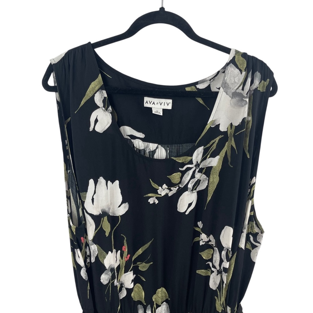 Ava & Viv Floral Sleeveless Maxi Dress - Black and White Sz. 3x - Picture 7 of 9